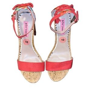 Betsy Johnson Women’s Rallo Watermelon Strap Block Heel Shoes Size 10